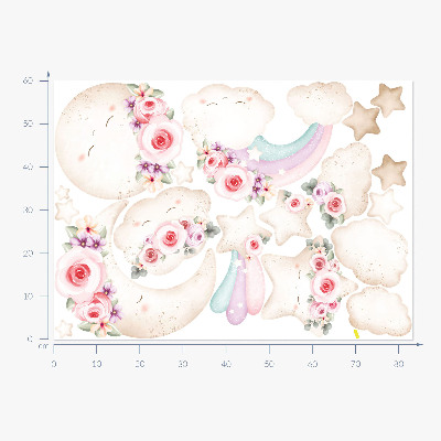 Wall sticker 60x83 Floral sky in watercolor boho style