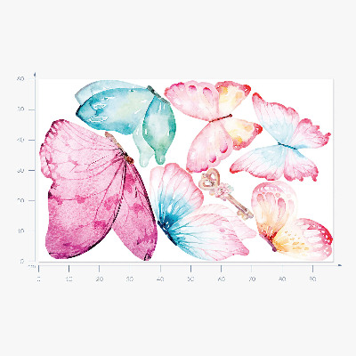 Wall sticker 60x96 Key with pastel butterflies in a watercolor style