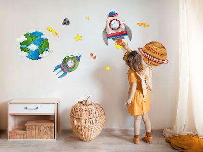 Wall sticker 60x102 Space watercolor with rockets and stars
