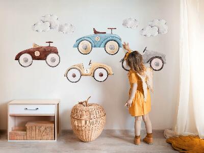 Wall sticker 60x94 Pastel cars and subtle watercolor clouds