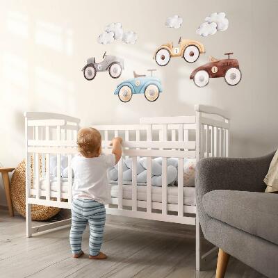 Wall sticker 60x94 Pastel cars and subtle watercolor clouds