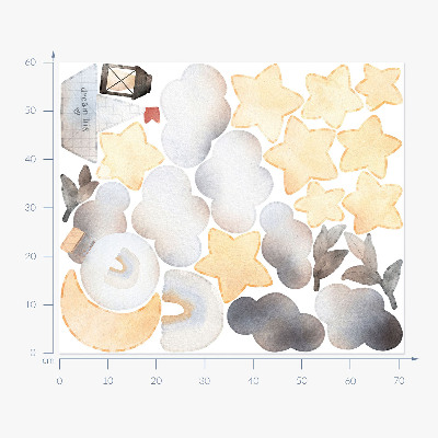 Wall sticker 60x71 Pastel watercolor heavenly nature motifs