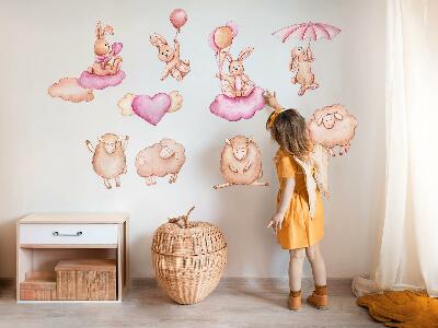 Wall sticker 60x96 Pastel clouds with sheep and rabbits