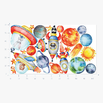 Wall sticker 60x105 Colorful animals in watercolor space