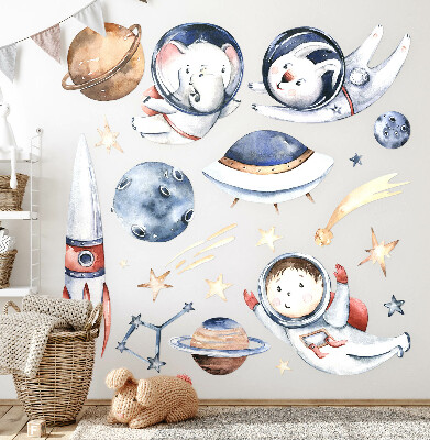 Wall sticker 60x103 Little astronauts in pastel space