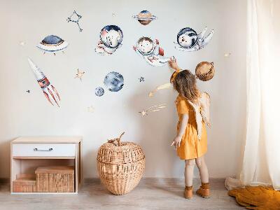 Wall sticker 60x103 Little astronauts in pastel space