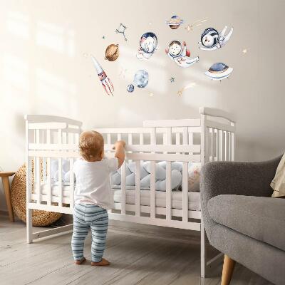 Wall sticker 60x103 Little astronauts in pastel space