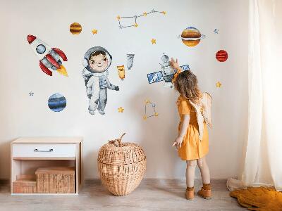 Wall sticker 60x80 The space journey of a little astronaut in watercolor