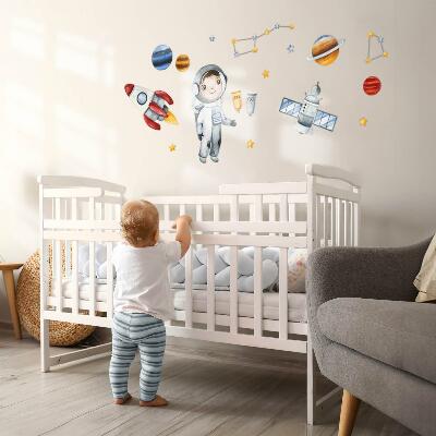 Wall sticker 60x80 The space journey of a little astronaut in watercolor