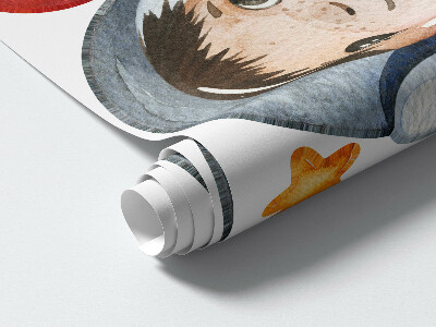 Wall sticker 60x80 The space journey of a little astronaut in watercolor