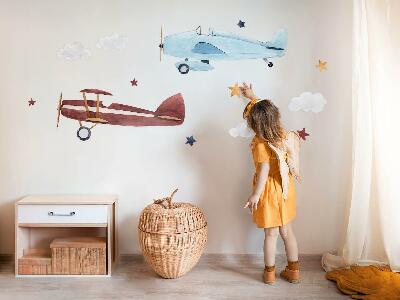 Wall sticker 60x74 Two planes in pastel watercolor clouds