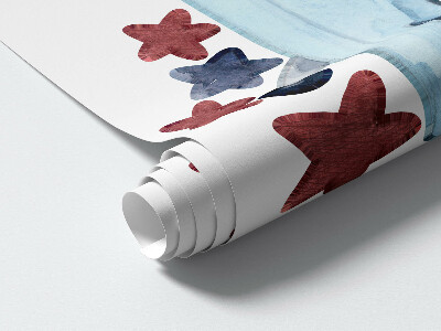 Wall sticker 60x74 Two planes in pastel watercolor clouds