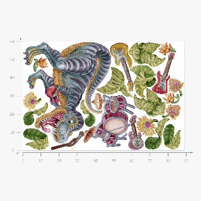 Wall sticker 60x89 Musical dinosaurs in pastel colors