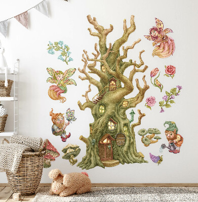 Wall sticker 60x79 Forest fairy fairy creatures and pastel cottage