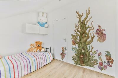 Wall sticker 60x79 Forest fairy fairy creatures and pastel cottage