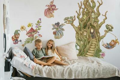 Wall sticker 60x80 Forest creatures and pastel tree houses