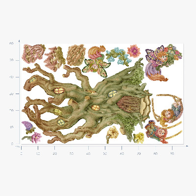 Wall sticker 60x96 Forest magic: fairies, dwarves and a pastel house