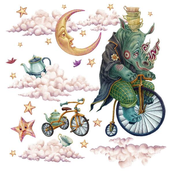 Wall sticker 80x107 The enchanted animal kingdom in a cartoon style