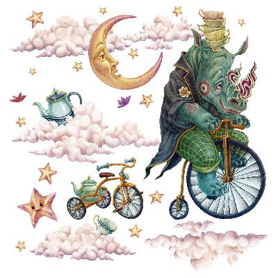 Wall sticker 80x107 The enchanted animal kingdom in a cartoon style