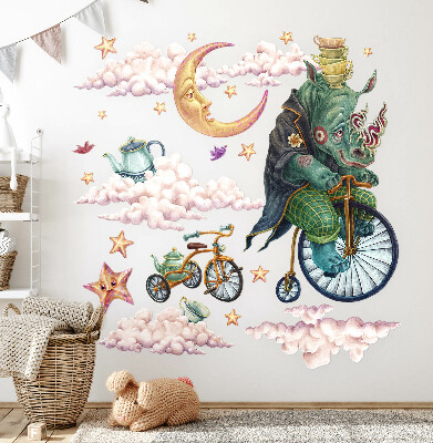 Wall sticker 80x107 The enchanted animal kingdom in a cartoon style