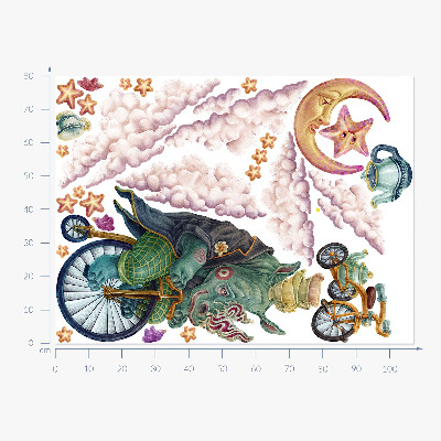 Wall sticker 80x107 The enchanted animal kingdom in a cartoon style