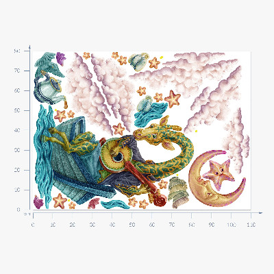 Wall sticker 80x110 Animal kingdom in a cartoon version