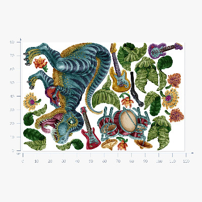 Wall sticker 80x119 Musical cartoon dinosaur with instruments