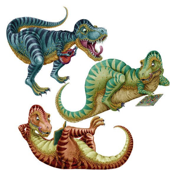 Wall sticker 80x120 Dinosaurs in a cheerful cartoon version