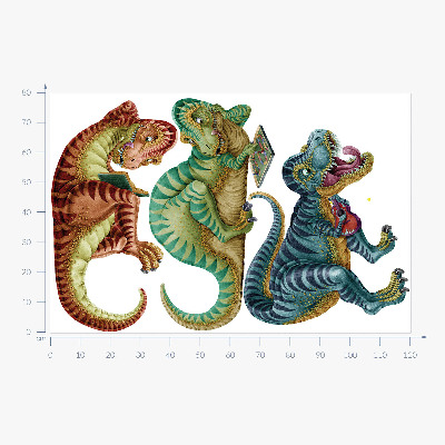 Wall sticker 80x120 Dinosaurs in a cheerful cartoon version
