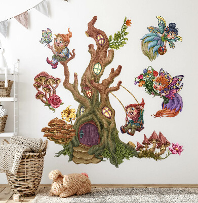 Wall sticker 80x83 Forest magic with fairies and dwarves