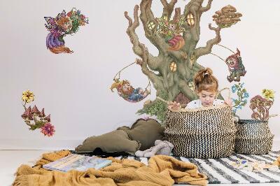 Wall sticker 80x129 Forest magical creatures and a tree house