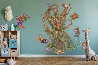 Wall sticker 80x129 Forest magical creatures and a tree house
