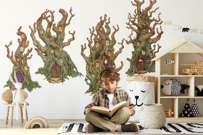 Wall sticker 80x143 Forest fairy-tale houses in trees in a cartoon style