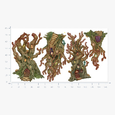 Wall sticker 80x143 Forest fairy-tale houses in trees in a cartoon style