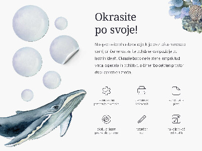 Wall sticker 80x79 Mermaid in cartoon style with underwater shells