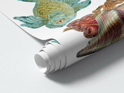 Wall sticker 80x89 Mermaid made of shells in a cartoon style