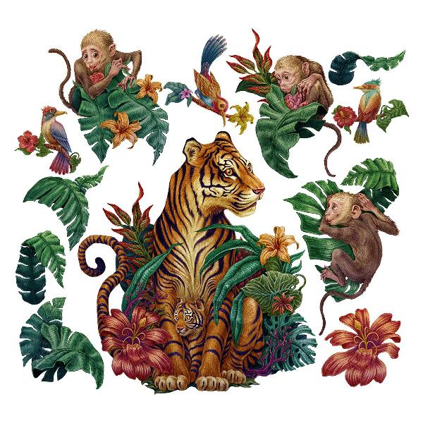 Wall sticker 80x105 Jungle safari with cartoon animals