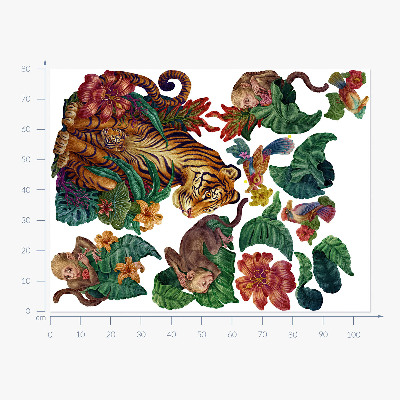 Wall sticker 80x105 Jungle safari with cartoon animals