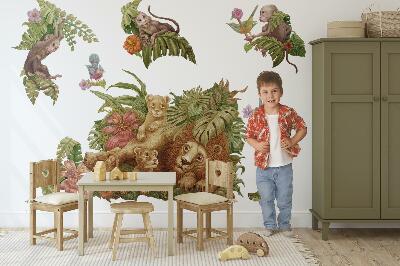 Wall sticker 80x122 Safari exotic animals in pastel jungle
