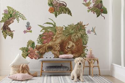 Wall sticker 80x122 Safari exotic animals in pastel jungle