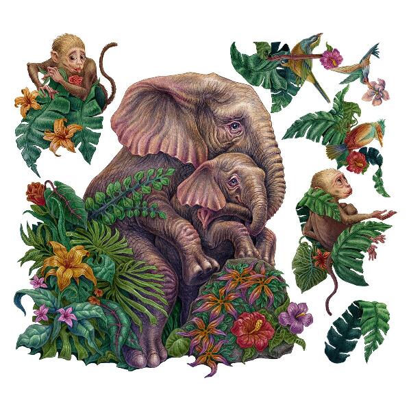 Wall sticker 80x101 Wild animals and the tropics in a cartoon version
