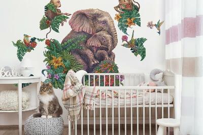Wall sticker 80x101 Wild animals and the tropics in a cartoon version