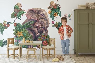 Wall sticker 80x101 Wild animals and the tropics in a cartoon version