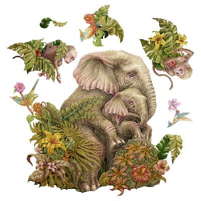 Wall sticker 80x100 Safari with exotic animals and vegetation
