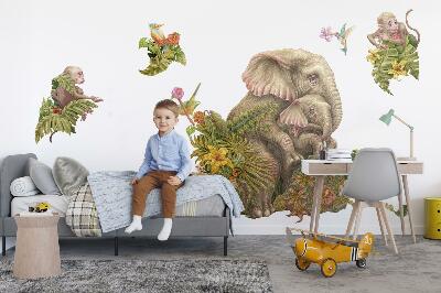 Wall sticker 80x100 Safari with exotic animals and vegetation