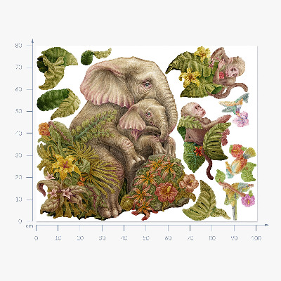 Wall sticker 80x100 Safari with exotic animals and vegetation