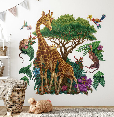 Wall sticker 80x119 Safari with wild animals in cartoon form