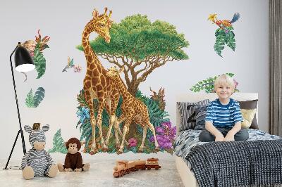 Wall sticker 80x119 Safari with wild animals in cartoon form