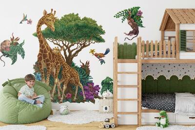 Wall sticker 80x119 Safari with wild animals in cartoon form