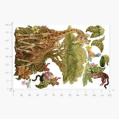 Wall sticker 80x120 Safari in a pastel version of wild nature